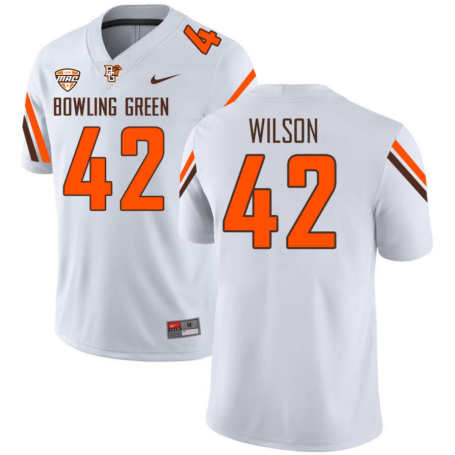 Bowling Green Falcons #42 Aiden Wilson College Football Jerseys Stitched Sale-White